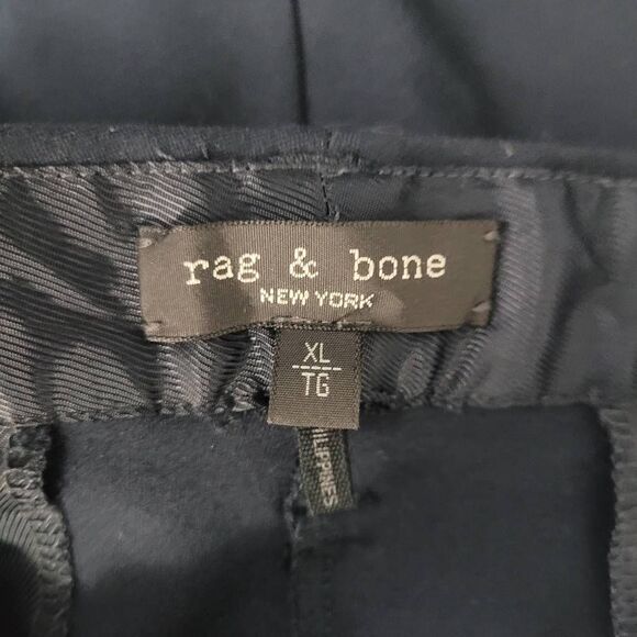 Rag‎ & Bone Irina Ponte Knit Trouser Pants Sz XL Navy Wide Leg High Rise Pleated - Picture 5 of 10